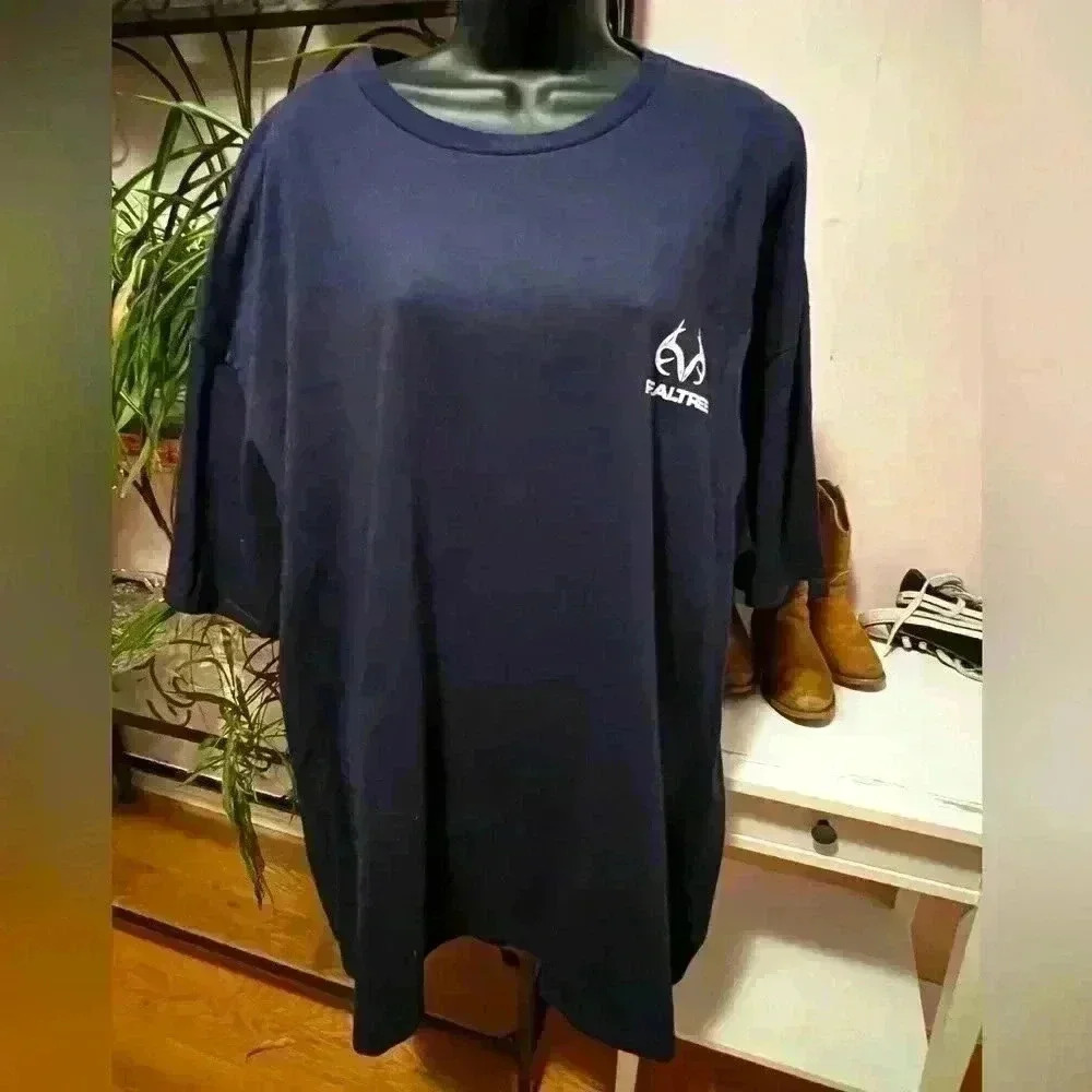 Real tree Men's Navy Sz 3XL NWT S/S Tee Deer Hunting American Flag